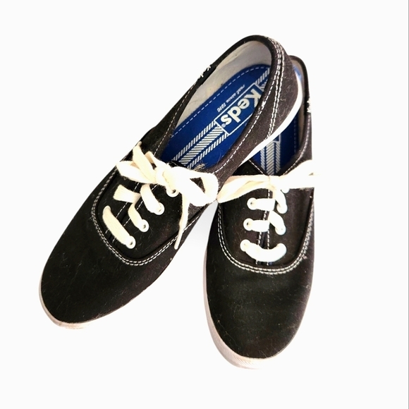 Keds Champion Oxford Canvas Sneakers 6.5 Black/White - Picture 1 of 10